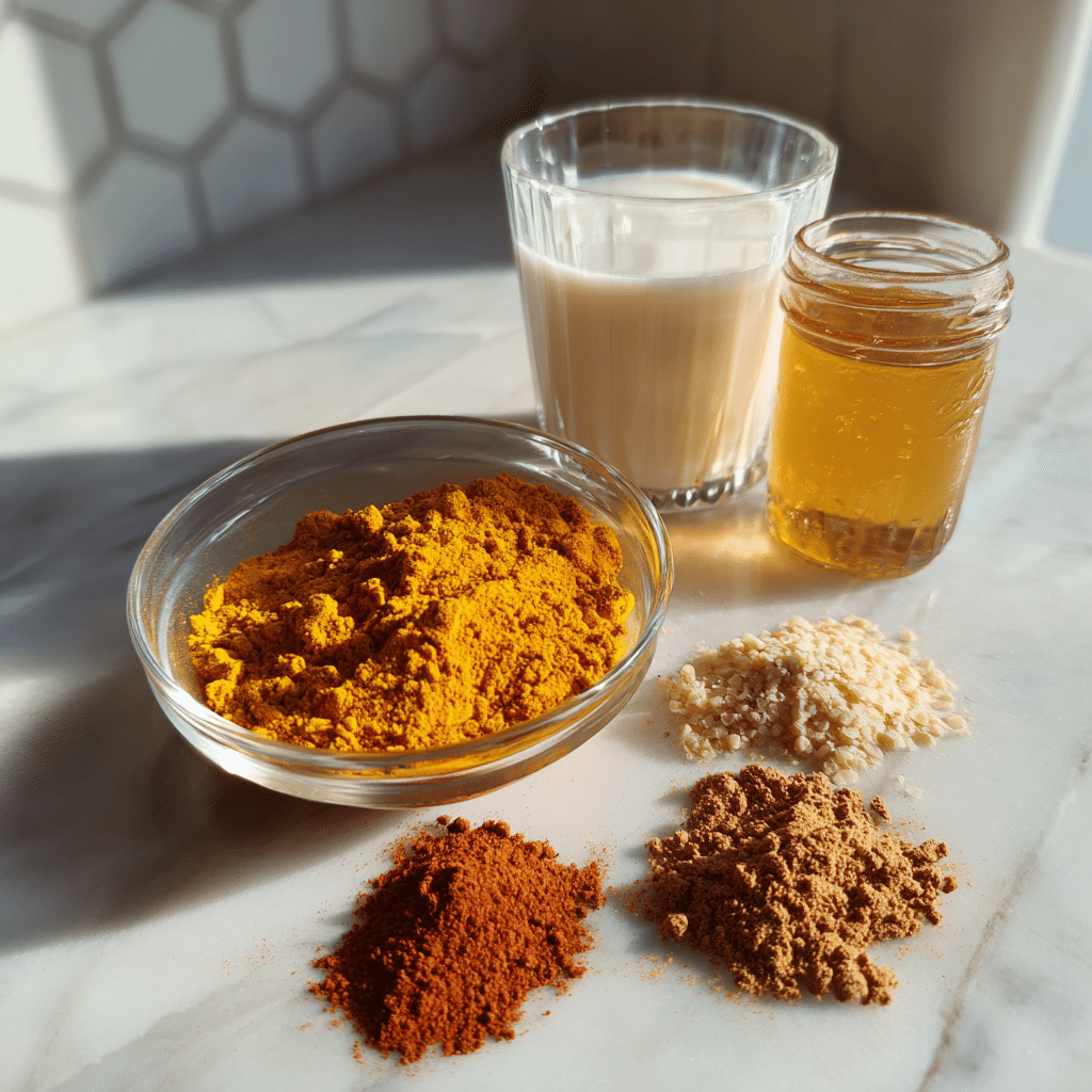 Ingredients for Turmeric Golden Milk Detox Recipe