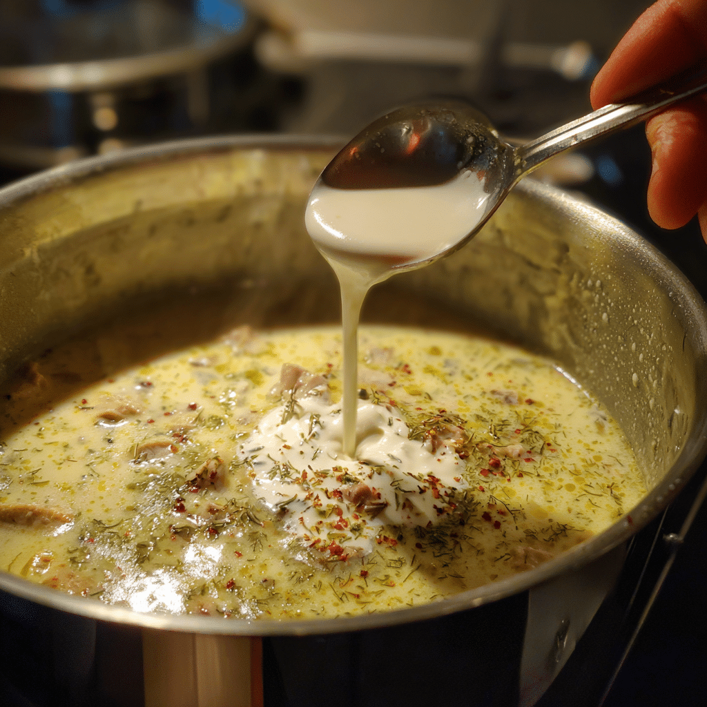 making creamy marry me chicken soup step by step