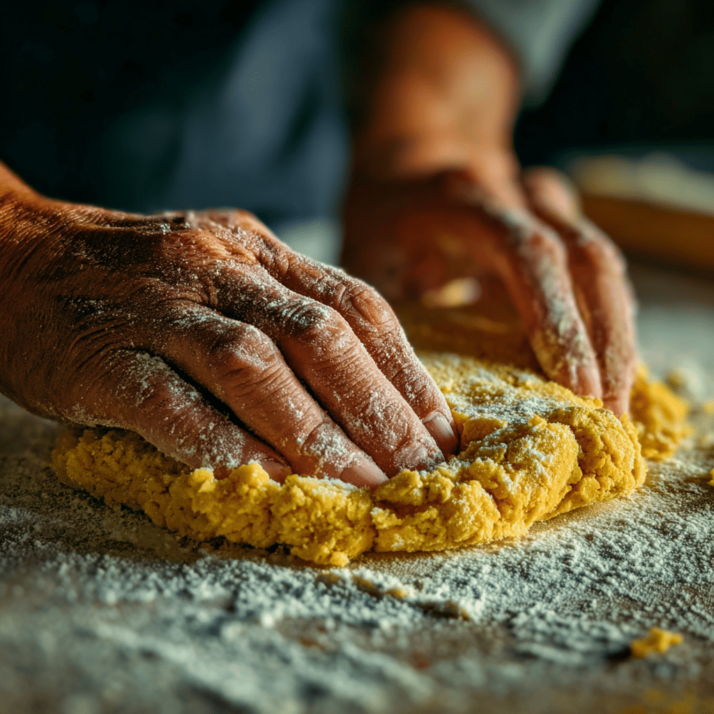 Shaping Sweet Potato Gnocchi Dough by Hand