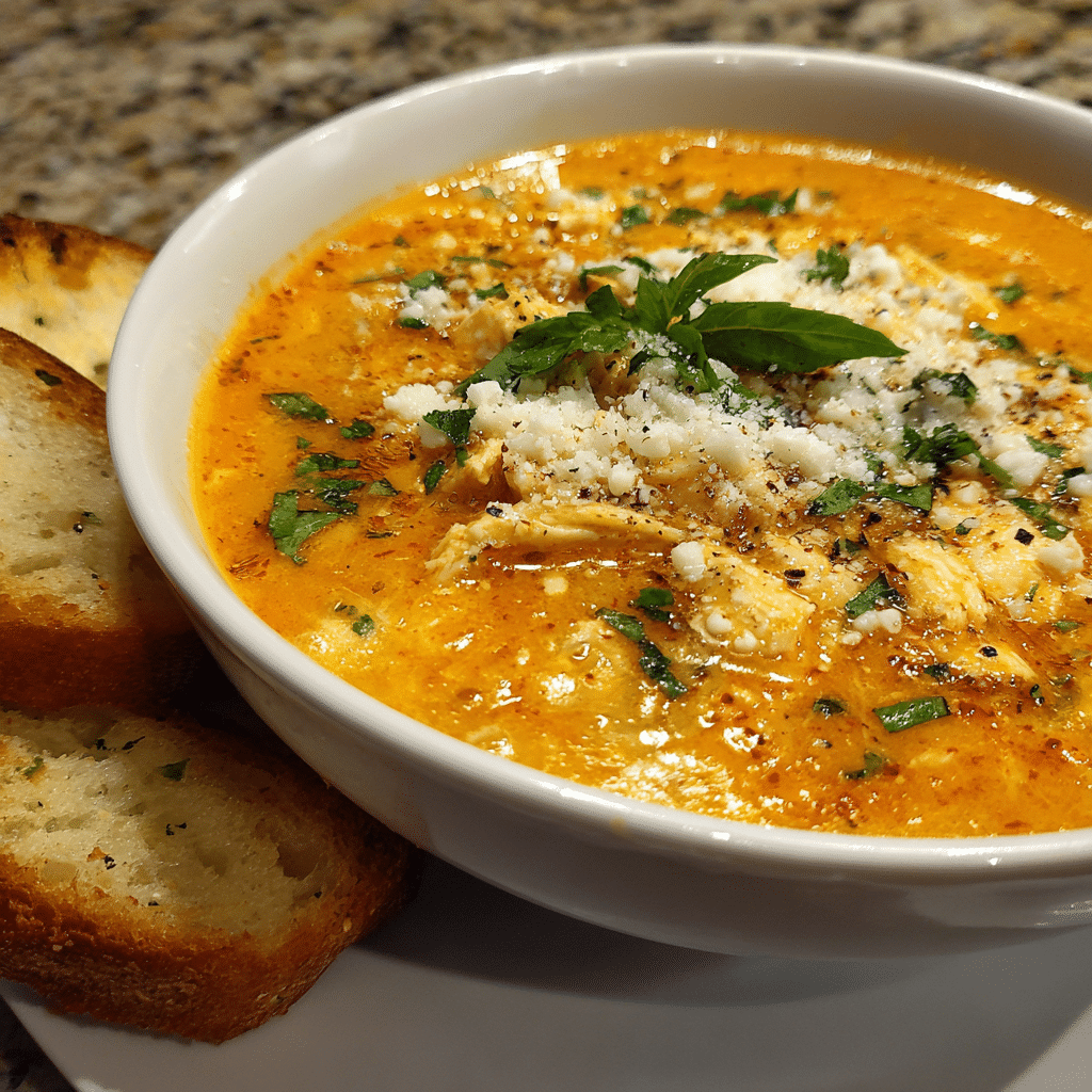 Buffalo chicken soup serving suggestion