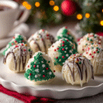 christmas tree cake truffles recipe on platter