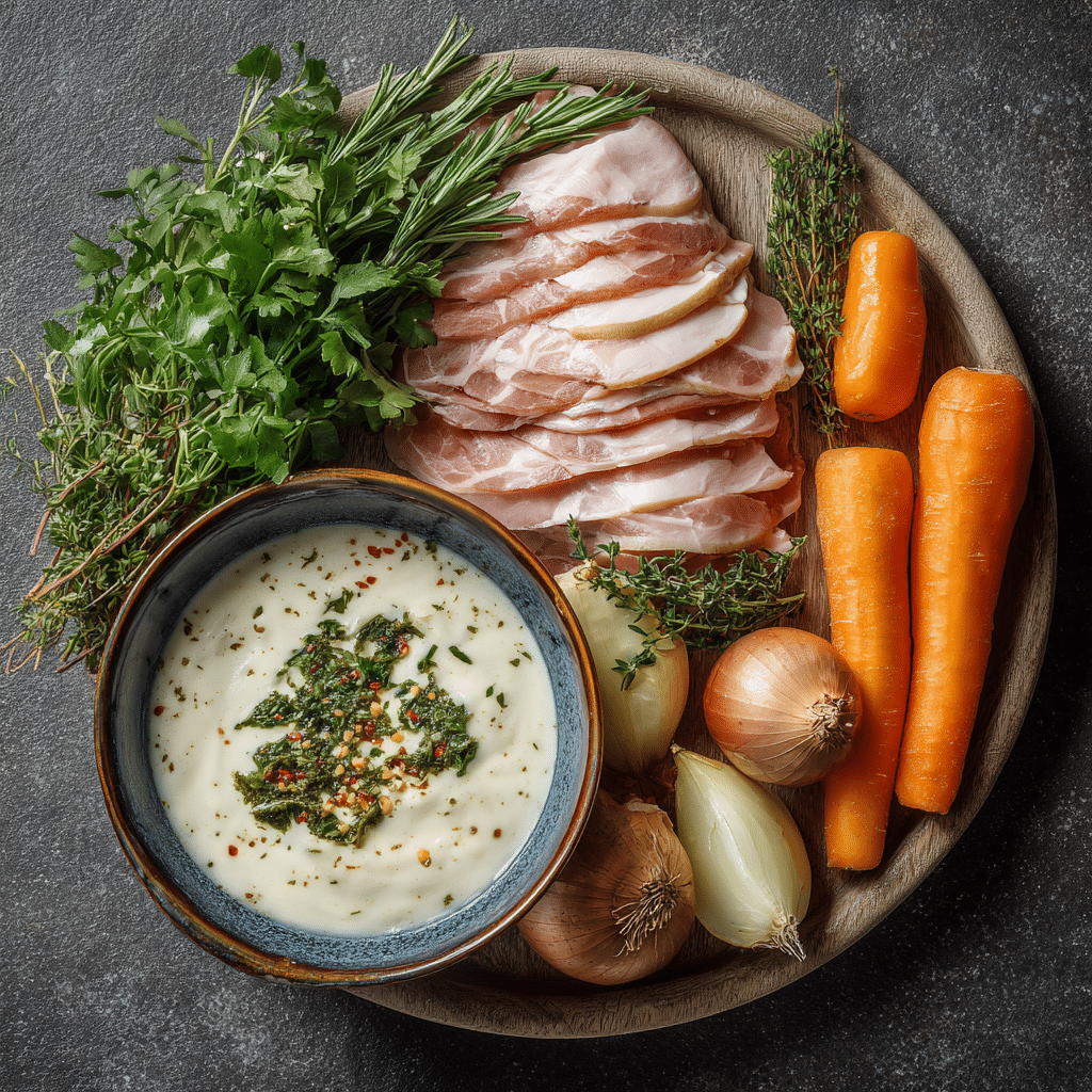 Ingredients for creamy turkey soup recipe