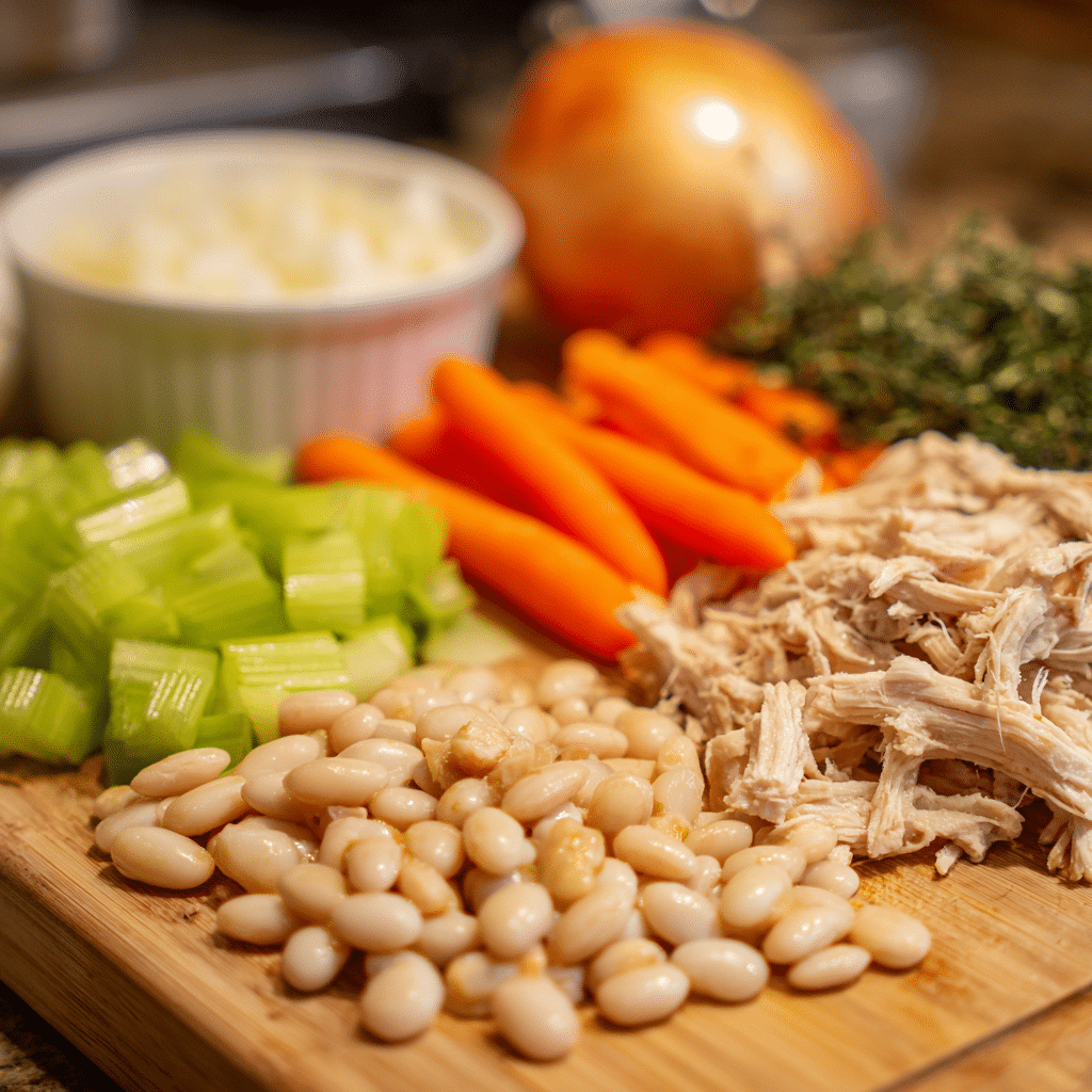 ingredients for chicken and white bean soup