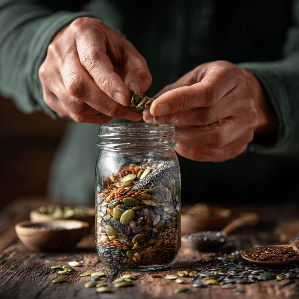 Preparing bariatric seed recipe for weight loss in jar