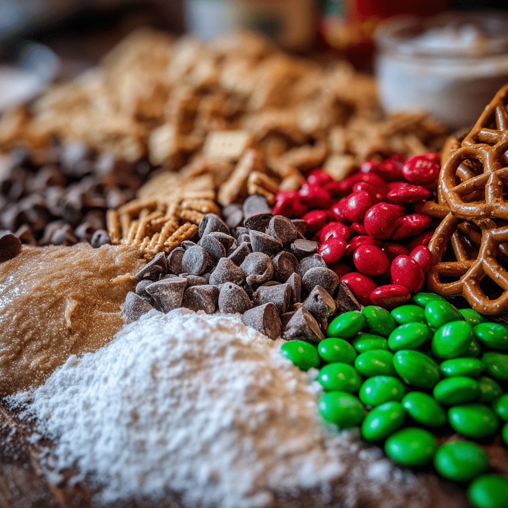 Reindeer Food Recipe ingredients arranged on kitchen table