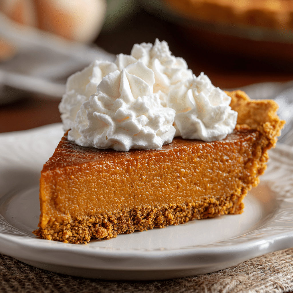 Slice of sweet potato pie with gingersnap crust
