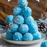 Blue Christmas Truffles no-bake holiday dessert with blue curacao and white chocolate