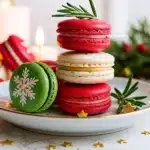Christmas macarons with peppermint buttercream