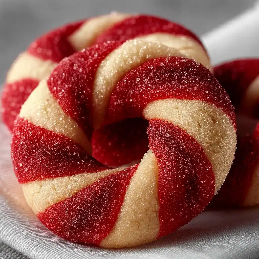 Freshly baked Magical Candy Cane Cookies ready for holiday gifting