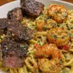 Blackened Steak Shrimp Alfredo Juicy Savory Creamy