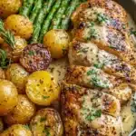 Creamy Garlic Chicken with Golden Crispy Potatoes