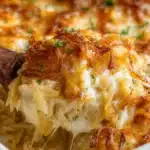 French Onion Chicken Orzo Casserole