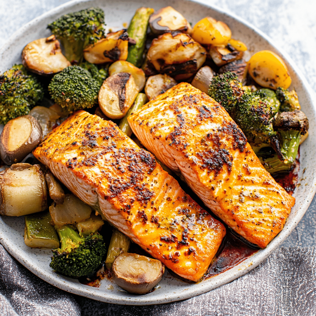 air fryer salmon and vegetables