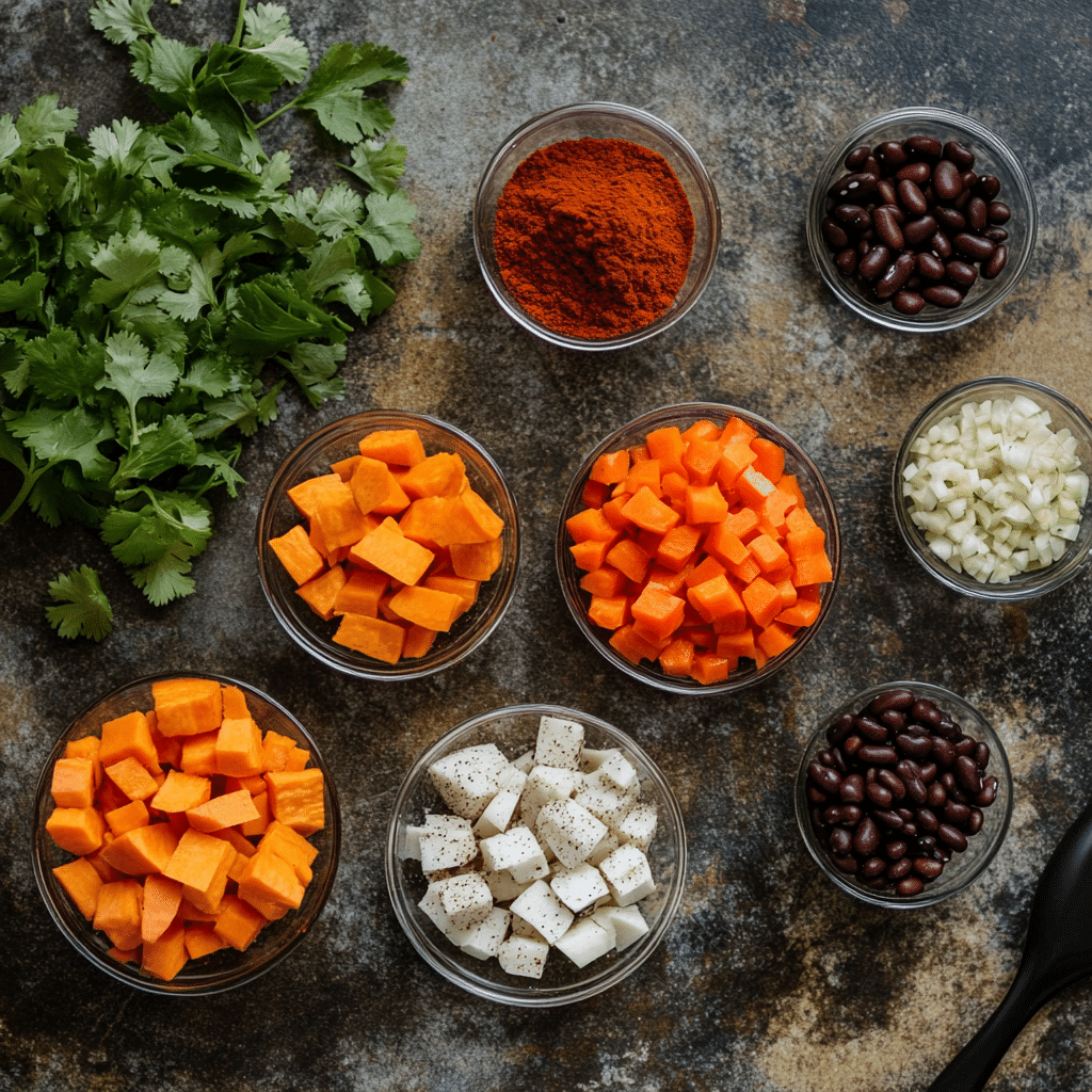 Sweet Potato & Black Bean Chili ingredients