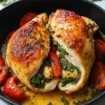 Easy Roasted Red Pepper Spinach Stuffed Chicken (So Juicy!)