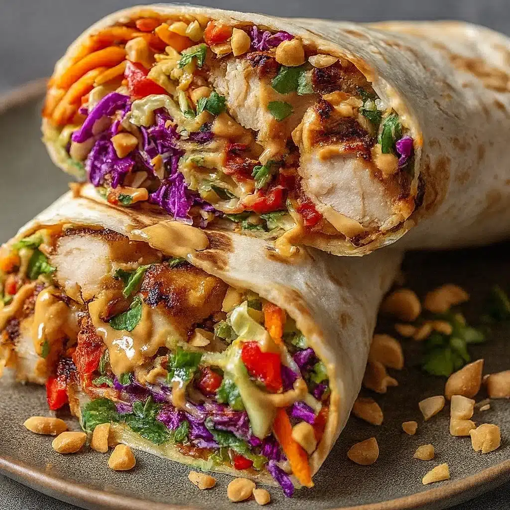 Fresh Thai Chicken Wraps: Crunchy Slaw & Nutty Peanut Flavor