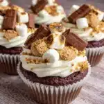 S’mores Chocolate Marshmallow Cupcakes