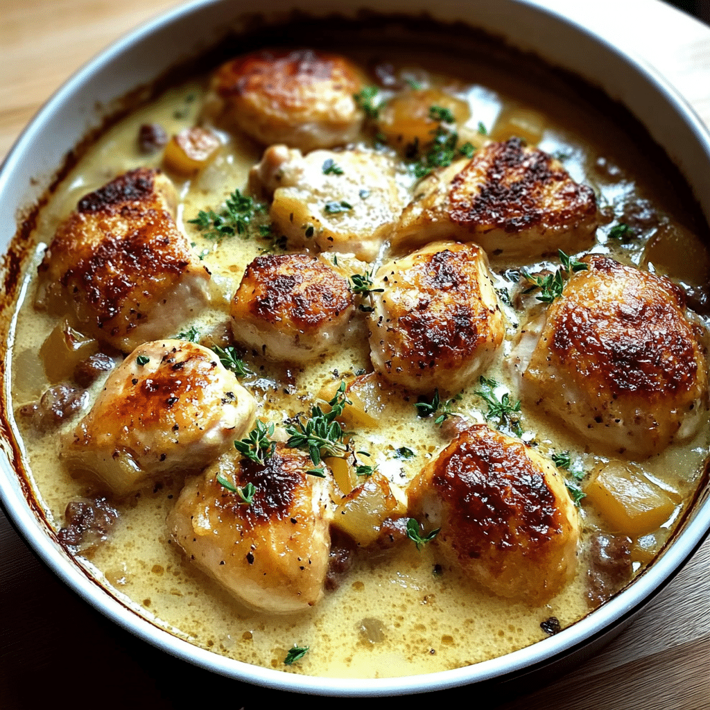 Easy Creamy French Chicken Casserole a la Normande