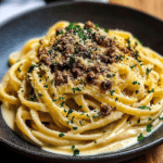 creamy parmesan beef linguine