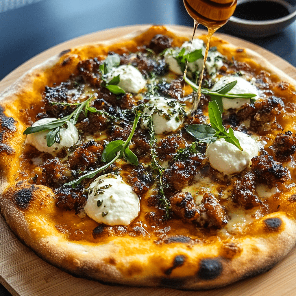 sausage ricotta honey hot pizza