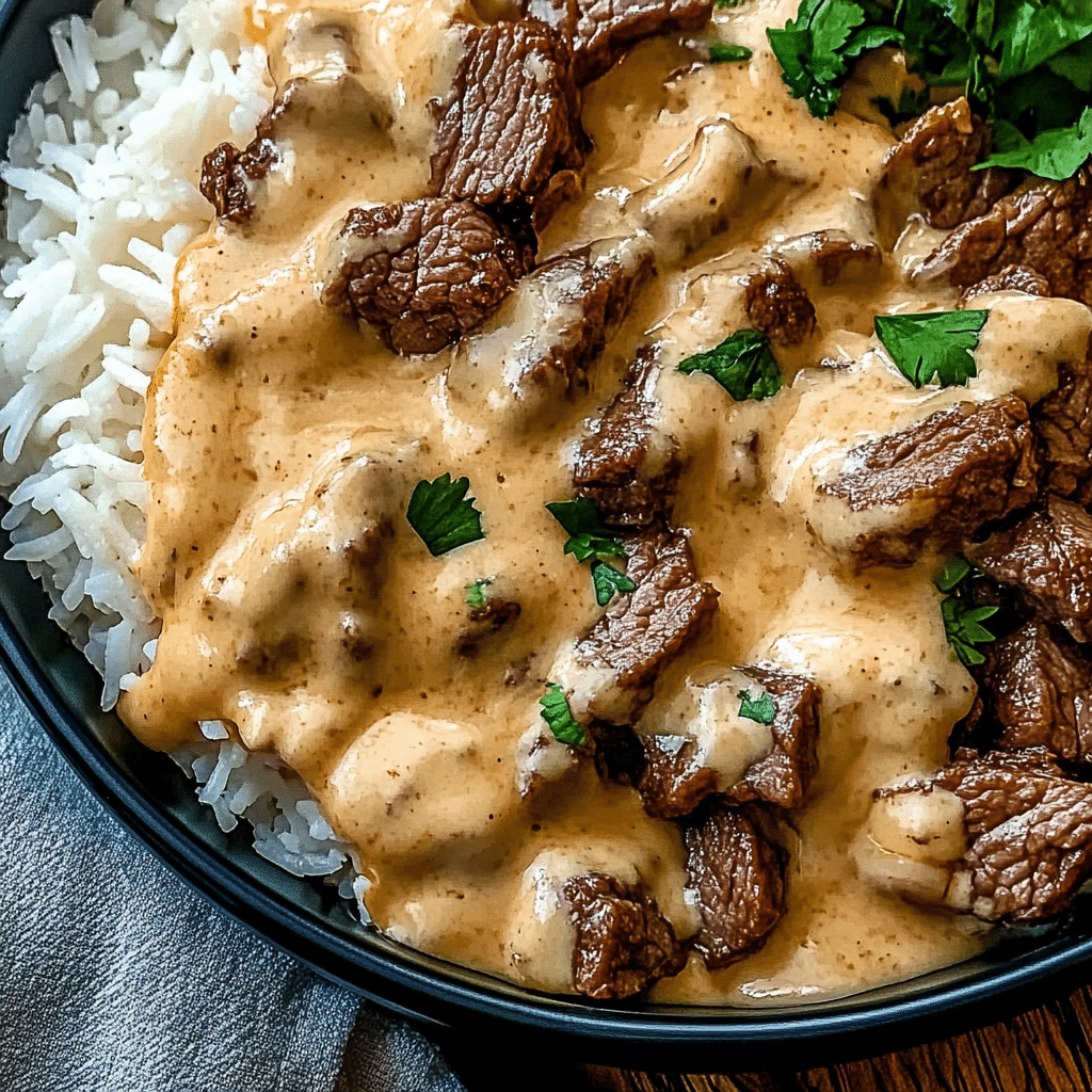 Simple Steak Queso Rice With Homemade Queso Sauce