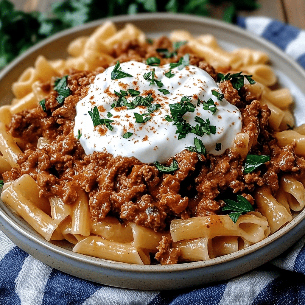 Easy Turkish Pasta with Creamy Yogurt and Spiced Beef