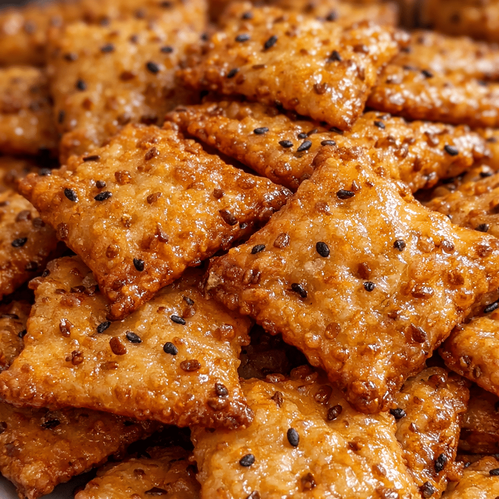 Crispy homemade Sourdough Cheez-Its Snack Crackers baked until golden brown