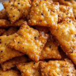 Thin and crunchy Sourdough Cheez-Its Snack Crackers made with sourdough discard