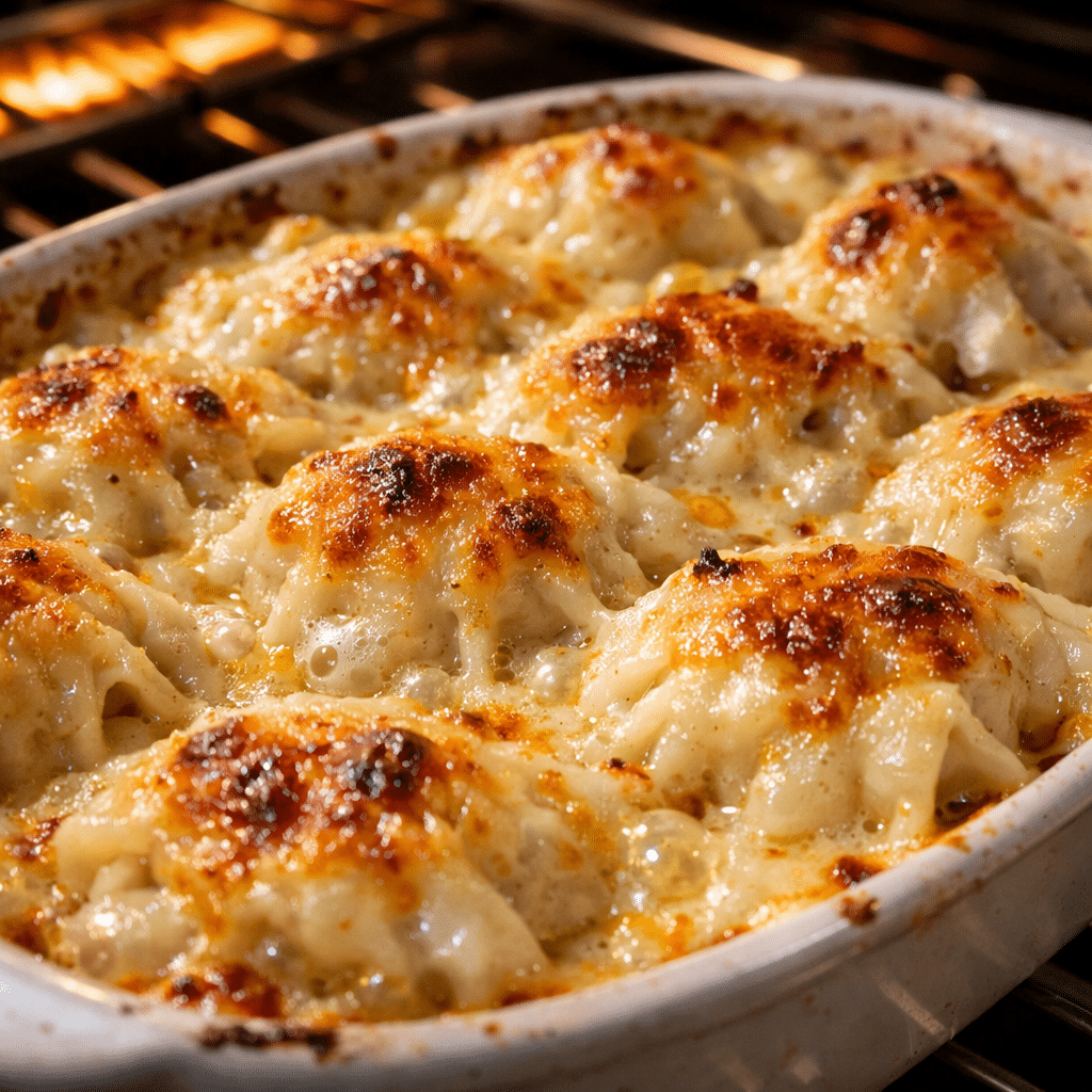 crispy dumpling bake top under broiler
