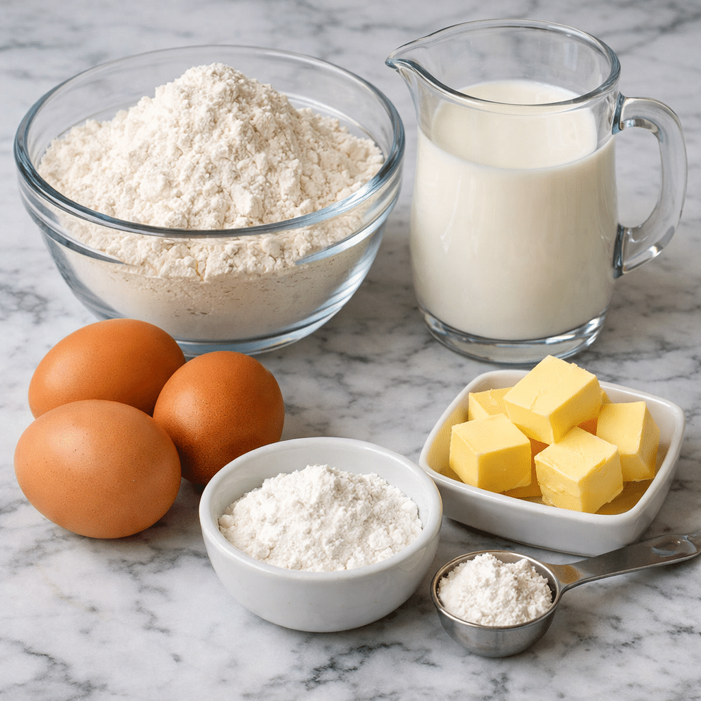 Simple ingredients needed for the best fluffy pancake recipe