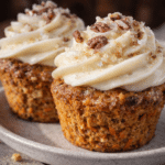 Homemade moist carrot cake cupcakes with cream cheese frosting