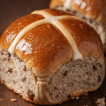 Soft homemade hot cross buns with traditional cross