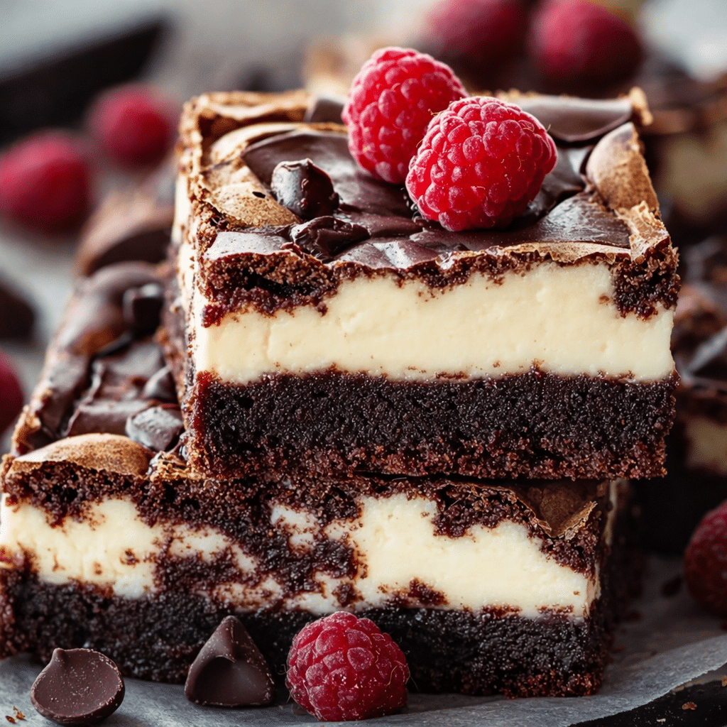 Irresistible Cheesecake Brownies with creamy swirl and fudgy chocolate base