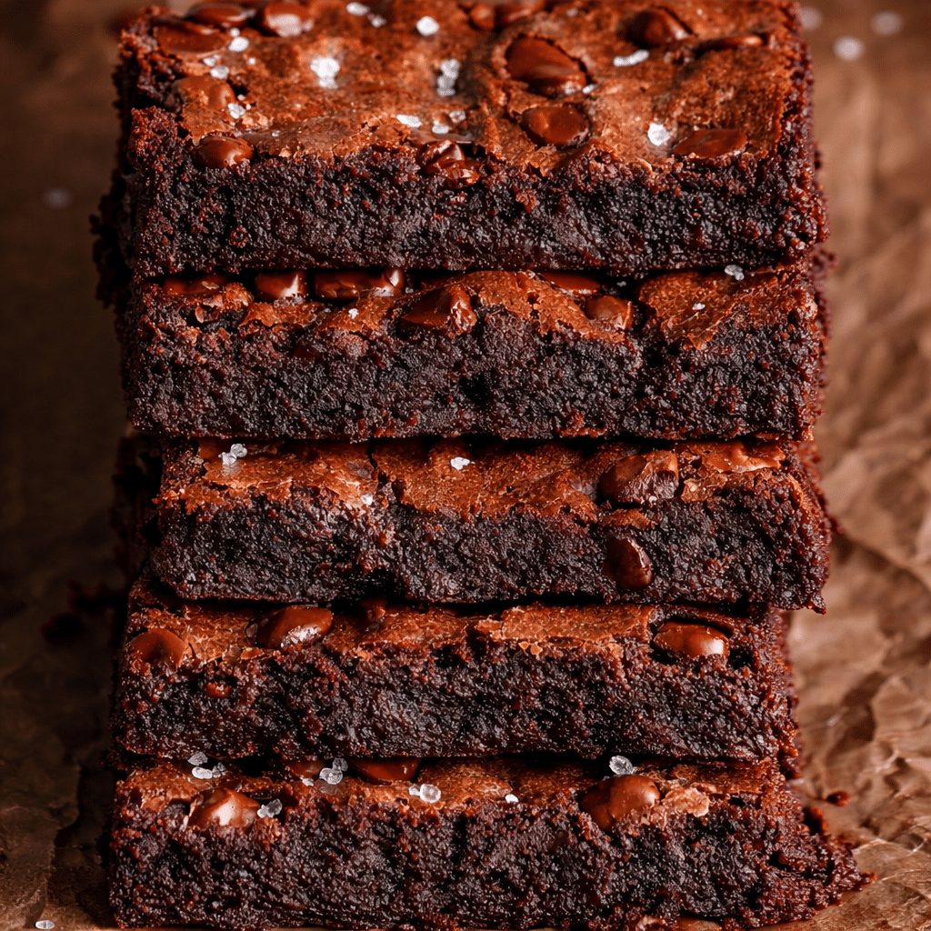 Fresh best homemade brownies sliced into squares on baking tray