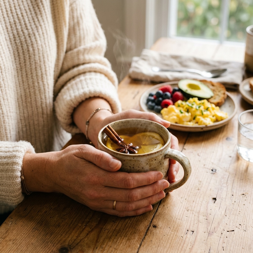 serving honey and cinnamon weight loss drink with breakfast