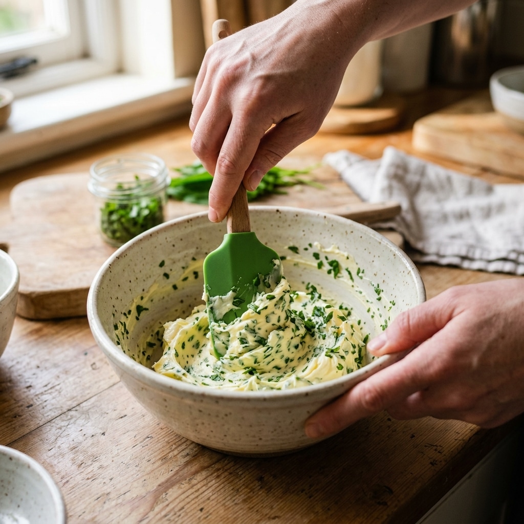 Folding Wild Garlic Into Softened Butter